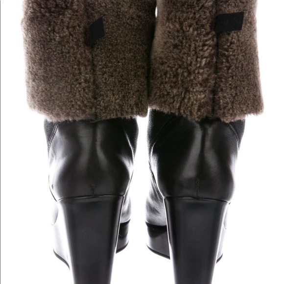 Stuart Weitzman Boots Fur Boots Leather Wedge Shearling size 36 - Picture 4 of 11